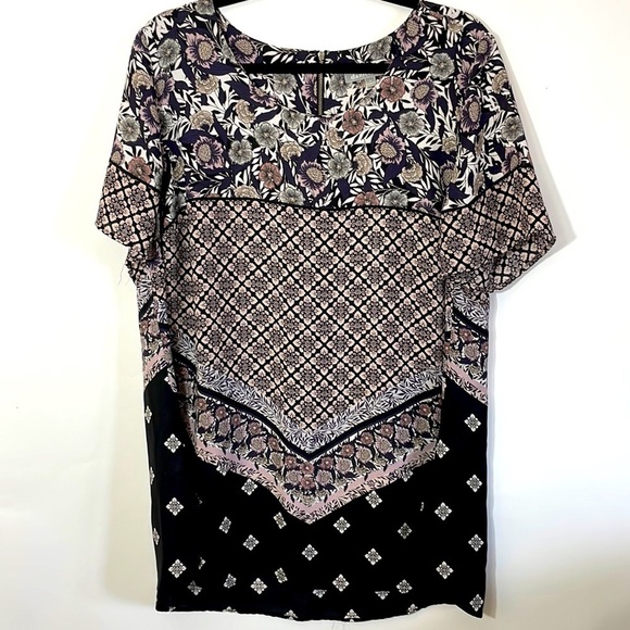 Daniel Rainn tunic blouse plus size 1X mixed print - Picture 3 of 9